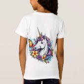 Tシャツ – 蝶と美しいユニコーン,花 (裏面)