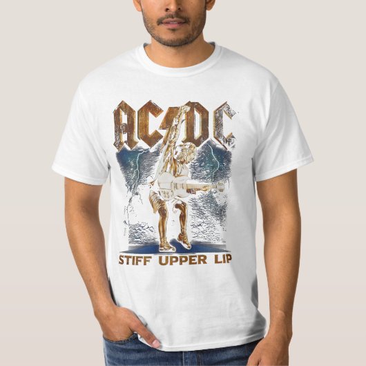 Tシャツ | acdc硬い上唇と稲妻 (正面)