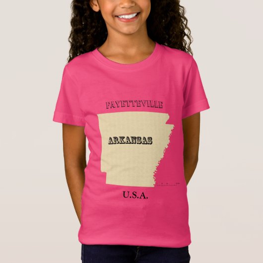 Tシャツ – Arkansas Map with City (正面)