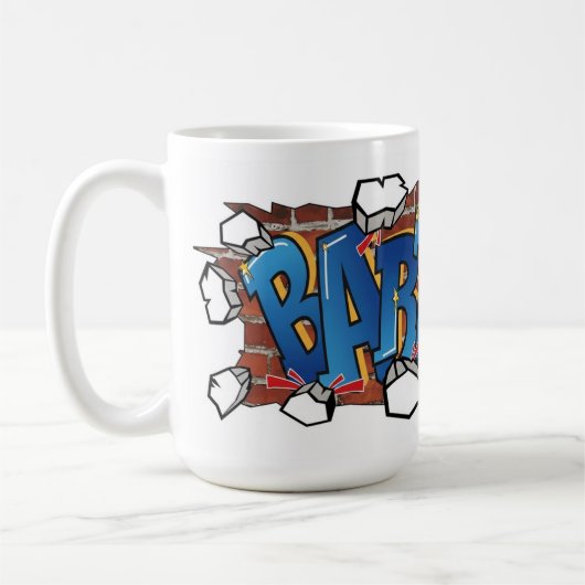 Tシャツ BART" 都会のグラフィティアート - 壁を突き破る コーヒーマグカップ (左)
