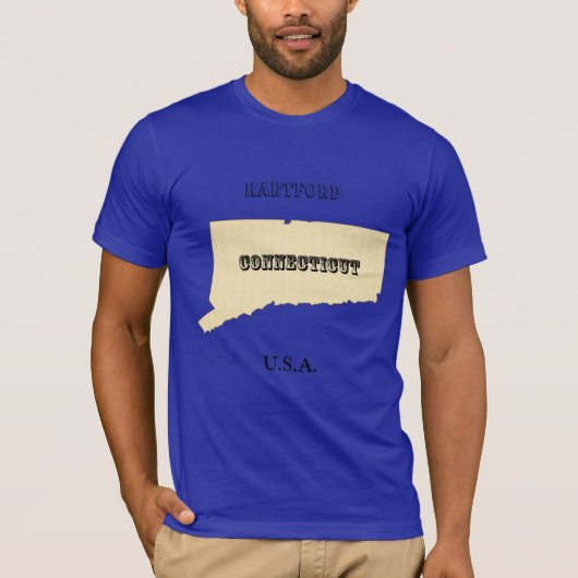 Tシャツ – Connecticut Map with City (正面)