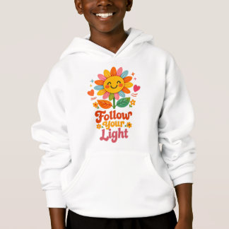 Tシャツ「Follow You light」レトロなひまわりのポジティブデザイン