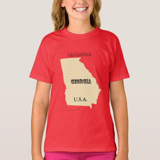 Tシャツ – Georgia Map with City (正面)