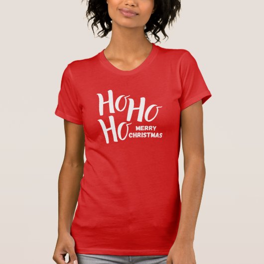 Tシャツ:Ho Ho Ho Merry Christmas (赤) Tシャツ (正面)