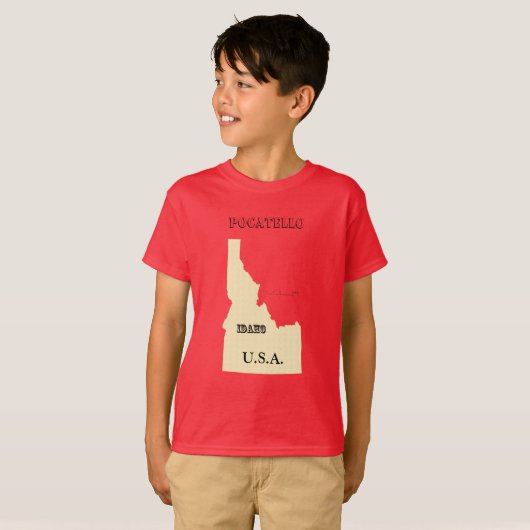 Tシャツ – Idaho Map with City (正面フル)