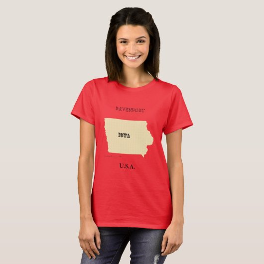 Tシャツ – Iowa Map with City (正面フル)