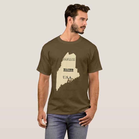 Tシャツ – Maine Map with City (正面フル)