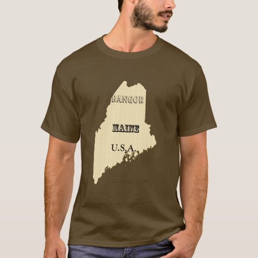 Tシャツ – Maine Map with City (正面)
