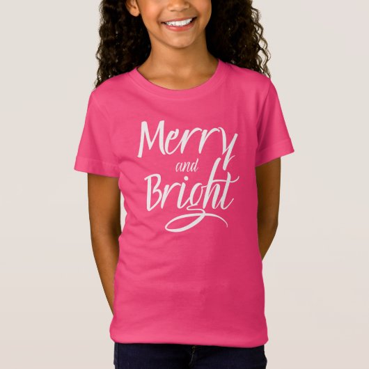 Tシャツ:Merry and Bright (ピンク) Tシャツ (正面)