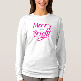 Tシャツ:Merry and Bright (白灰色) Tシャツ