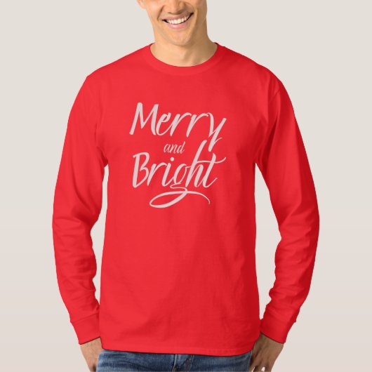 Tシャツ:Merry and Bright (赤い cardinal) Tシャツ (正面)