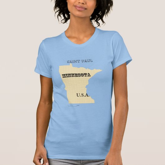 Tシャツ – Minnesota Map with City (正面)
