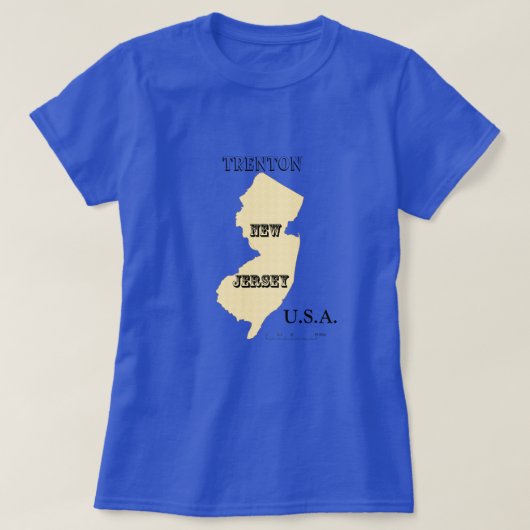Tシャツ – New Jersey Map with City (デザイン正面)