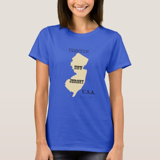 Tシャツ – New Jersey Map with City (正面)