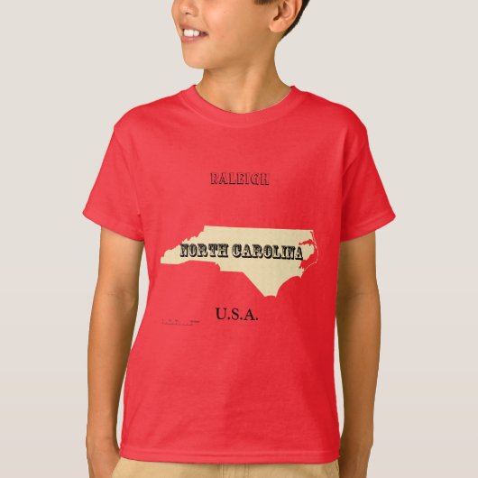 Tシャツ – North Carolina Map with City (正面)