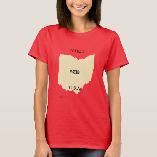 Tシャツ – Ohio Map with City (正面)