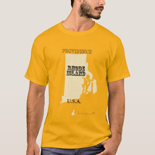 Tシャツ – Rhode Island Map with City (正面)