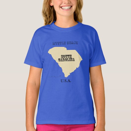 Tシャツ – South Carolina Map with City (正面)