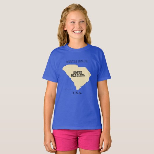 Tシャツ – South Carolina Map with City (正面フル)