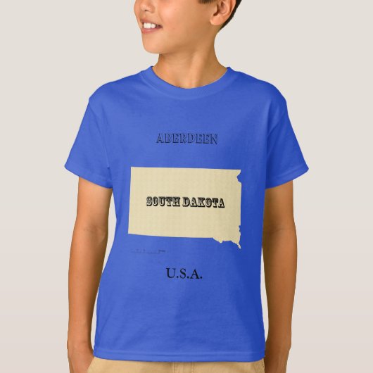 Tシャツ – South Dakota Map with City (正面)