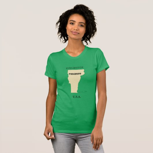 Tシャツ – Vermont Map with City (正面フル)