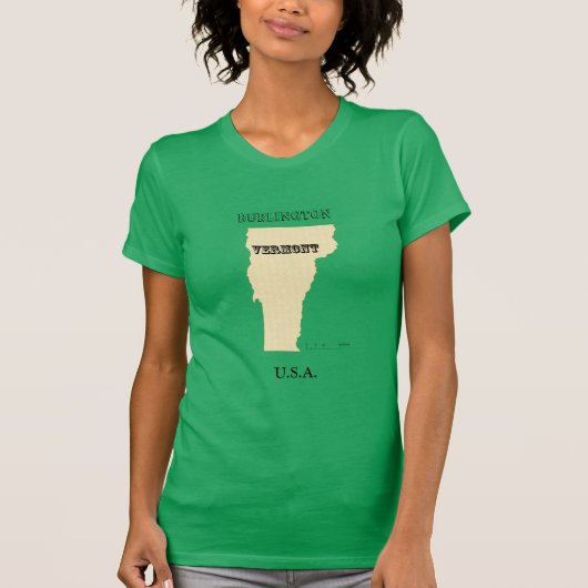 Tシャツ – Vermont Map with City (正面)