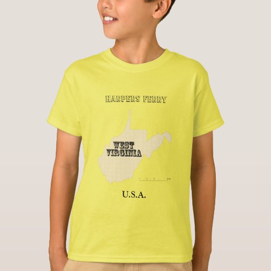 Tシャツ – West Virginia Map with City (正面)