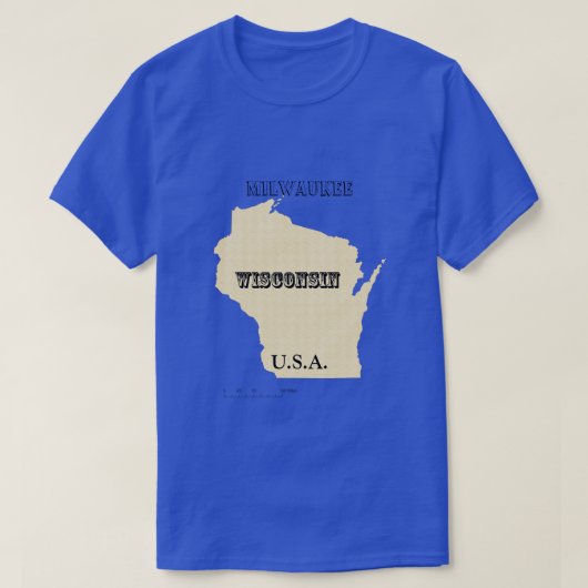 Tシャツ – Wisconsin Map with City (デザイン正面)