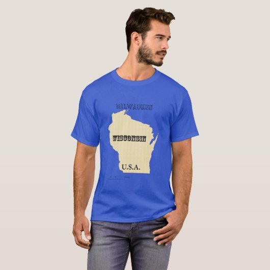 Tシャツ – Wisconsin Map with City (正面フル)