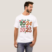TシャツChristmas Goodbye 2024 Hello 2025 Tシャツ (正面フル)