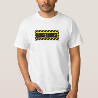TシャツDangerhouseは黄色いロゴの白を記録します Tシャツ