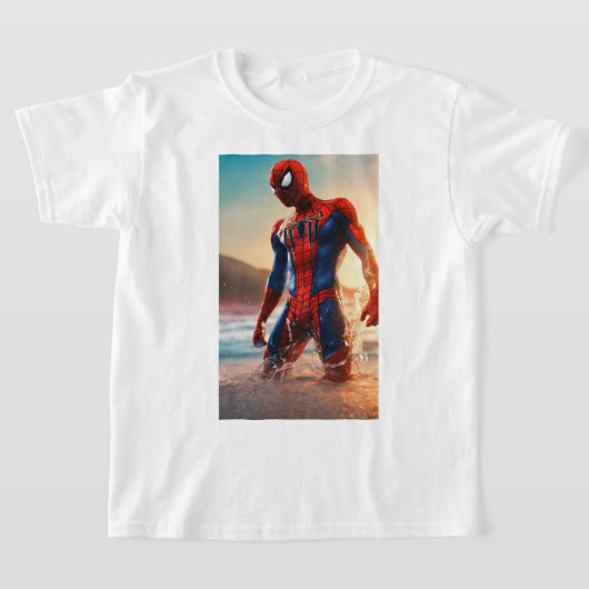 TシャツWeb-Slinging Hero:男の子のためのスパイダーマンティー» Tシャツ (レイダウン)