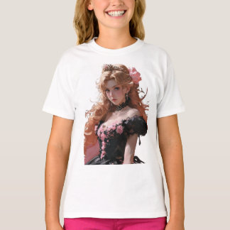 Tシャファンシーツの女の子の漫画プリント Tシャツ