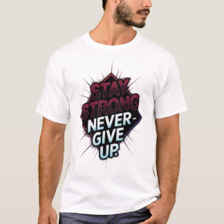 Tシャ与えツはやる気を起こさせる「Stay Strong Never Up」 Tシャツ