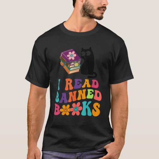 Tシャ読ツの黒猫読み本禁止 Tシャツ (正面)
