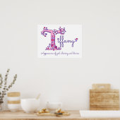 Tティファニーイニシャルドードルアート名の意味 ポスター (キッチン)