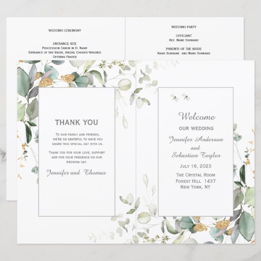 tボタニカルユーカリ結婚式 プログラム (正面/裏面)