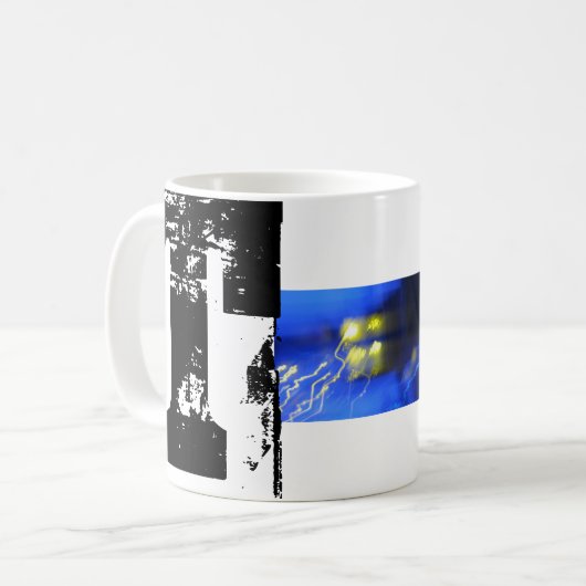 TモノグラムグランジタイポグラフィMag コーヒーマグカップ (正面左)