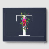 Tレターイニシャルモノグラムフローラ名結婚の値 ゲストブック (裏面)