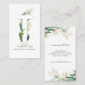 Tレターモノグラム金ゴールド離れ緑 名刺 (正面/裏面)