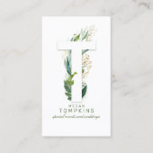 Tレターモノグラム金ゴールド離れ緑 名刺 (正面)