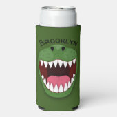 Tレックスおもしろいの口の漫画イラストレーション スリム缶クーラー (Seltzer裏面)