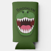 Tレックスおもしろいの口の漫画イラストレーション スリム缶クーラー (裏面)