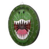 Tレックスおもしろいの口の漫画イラストレーション ダーツボード (正面右)