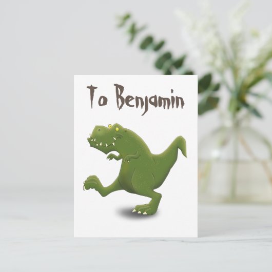 tレックスおもしろいの漫画イラストレーション ポストカード (スタンド正面)