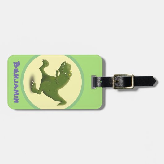 tレックスおもしろいの漫画イラストレーション ラゲッジタグ (正面横)