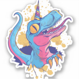 Tレックスおもしろいはユニコーン恐竜の漫画になりたいと思う シール