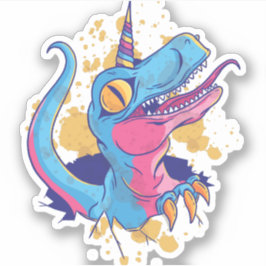 Tレックスおもしろいはユニコーン恐竜の漫画になりたいと思う シール