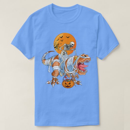 Tレックスおもしろいミイラかぼちゃの恐竜 – Dino Trex Hal Tシャツ (デザイン正面)