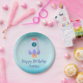 Tレックスおもしろいロケット学校キッド誕生日 ペーパープレート (パーティー)